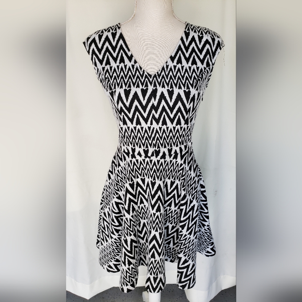 Black and White Zigzag Pattern Dress Size M